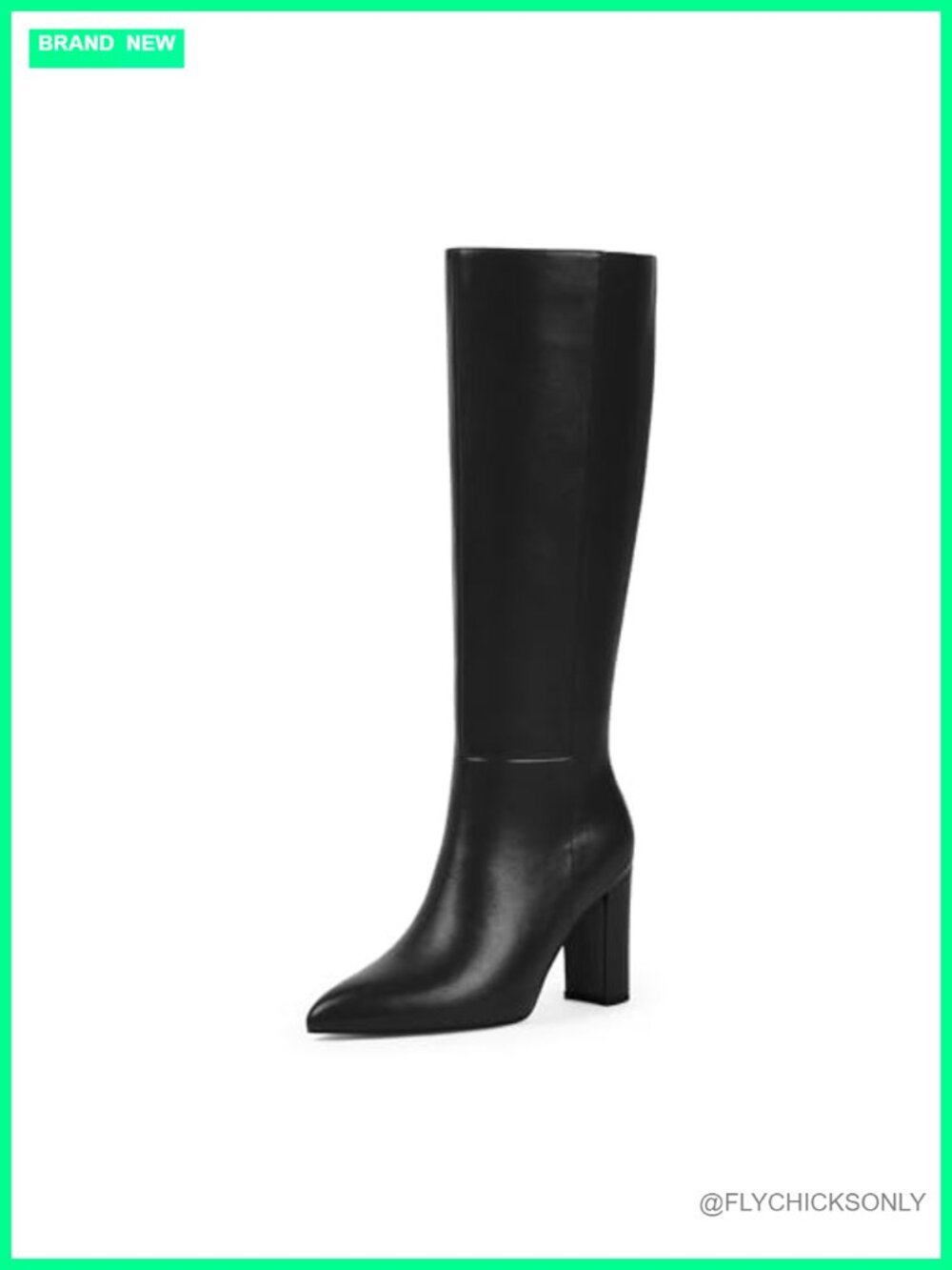 Modatope Knee High Boots Womens Pointed Toe Chunky Block Heel Faux Leather
